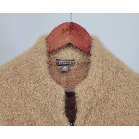 J.Crew Point Sur Womens Tan Fuzzy Mohair Full-Zip Cardigan Sweater Size M - Picture 4 of 7